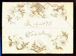 Victorian Tuck Christmas card die cut embossed apple blossom antique vintqge - £11.00 GBP