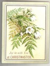 Victorian Christmas card ferns bell flowers antique vintage greeting  - £11.09 GBP