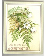 Victorian Christmas card ferns bell flowers antique vintage greeting  - €12,07 EUR