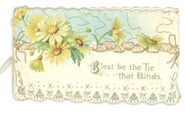 Tuck antique Victorian greeting card Blest Be the Tie That Binds daisies vintage - £11.00 GBP