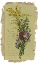 Victorian vintage easter card silk fringe cross flowers butterfly greeting - $14.00