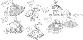 Colonial Lady DOW days of week towel embroidery pattern am3475   - £3.99 GBP