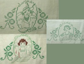 Cameo Lady DOW  days of week TOWELS embroidery pattern ab5708  - $5.00