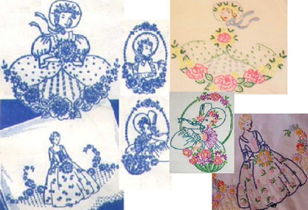 5*Southern Belle - Crinoline Lady pillowcase embroidery pattern transfer LW898  - $5.00