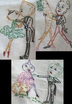 Animated Vegetable Romance Couples towel embroidery pattern BBoz/W951 - £3.93 GBP