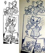 Kitten Fishing Family Towels embroidery pattern lw749  - £3.99 GBP