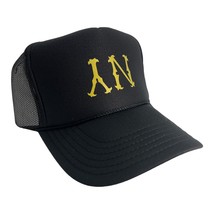 UPSIDE NEW YORK NY BLACK GOLD HAT 5 PANEL HIGH CROWN TRUCKER SNAPBACK TH... - $23.33