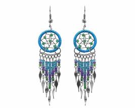 Dream Catcher Long Seed Beaded Metal Dangle Earrings - Womens Fashion Handmade J - $17.81