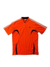 Adidas 1/4 Zip Short Sleeve Pullover Athletic Active Shirt,  Orange 48&quot; Chest - £14.83 GBP