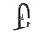 Kohler Rune Pull-Down Kitchen Faucet, Black Stainless Finish, R22153-SD-BLS - $188.09