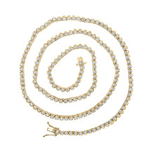 14kt Yellow Gold Mens Round Diamond 20-inch Tennis Chain Necklace 5 Cttw - £5,331.68 GBP