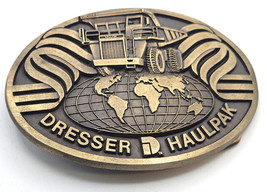 Dresser Haulpak Dump Truck Design Solid Brass Belt Buckle Oval 3.5&quot; - £19.54 GBP