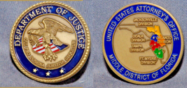 46mm DOJ Dept of Justice Middle Dist. of Florida challenge coin - $29.69