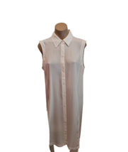DKNY White Sheer Collared Maxi Tunic with Long Front Slits at Front - Medium - £98.77 GBP
