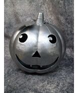 Cute Whimsical Silver Metal Farmhouse Pumpkin Halloween Themed Decor NEW - $360.99 MXN