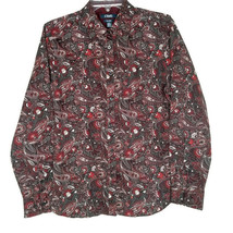Chaps Womens Blouse Size Large Button Front Long Sleeve Collared Paisley - £11.12 GBP