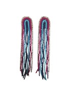 Colorful Beaded Fringe Earrings With Rhinestone Accents Hippie 60s 70s R... - $21.28