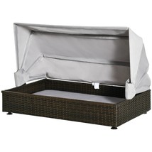 Espresso Wicker Foldable Canopy Raised Dog Bed House with 2 in Thick Cushion - £225.04 GBP