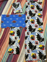 Vtg 1992 DC Comics BATMAN Curtain &amp; Valance +Fitted Twin Sheet BIBB Company 4pc - £14.64 GBP