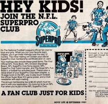 NFL Superpro Club Advertisement 1981 Boys Life Vtg Football Membership DWEE11 - £15.65 GBP