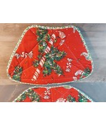 Handmade Vintage Christmas Fabric Set 4 Placements 18x12 Cotton Quilted - £27.79 GBP