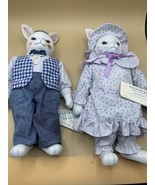 Vintage Russ Country-Kins Porcelain Easter Bellinda and Barton Bunny Dol... - $38.61