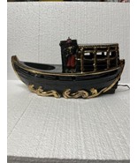 Vtg Mcm Tv Lamp Unique Boat Men Black Gold Red 15” - $1,881.48 MXN