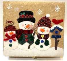 Vintage Decorated Snowman Christmas Square Box 6.5 x 2.5 inches - £12.21 GBP