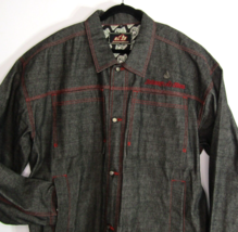 Johnny Blaze Embroidered Black With Red Trim Denim Jacket Men&#39;s Size 2XL - £38.73 GBP