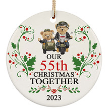 Funny Couple Bear Ornament Gift Decor 55th Wedding Anniversary 55 Year Christmas - £11.83 GBP