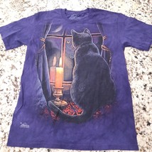The Mountain TShirt SMALL S purple black Cat The Midnight Vigil Candle Halloween - $27.00