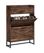 HOMCOM Brown Narrow Shoe Cabinet - 2 Flip Doors &amp; Top Drawer Storage - $4,213.89 MXN