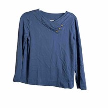 Pure Jill Womens Blue Long Sleeve Pullover Sweatshirt Fleece Lined Size ... - $16.94