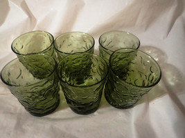 (6) Anchor Hocking Lido Milano Avocado Green Rocks Glasses - $18.99