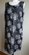 212 Collection 14 Black Brown Floral Linen Cotton Sleeveless Sheath Dress - £17.05 GBP