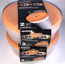 Vented Lid 4ea 3.78Cups/30oz Sure Fresh Dry/Cold/Freezer Food Storage Containers - £15.69 GBP