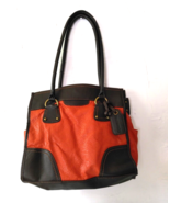 St. John&#39;s Bay Orange &amp; Brown Handbag Pebbled Texture Luggage Tag Logo Flaw - €12,98 EUR