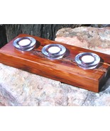 Eastern Red Cedar candle holder with 3 clear glass tealight votive candl... - £19.97 GBP