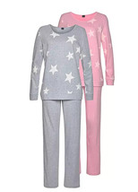 Arizona Packung 2 Star Aufdruck Pyjama IN Grau/Rosa UK 22 Plus (fm10-6) - £24.39 GBP