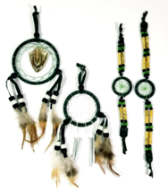 Dreamcatcher Windchime Anklet and Bracelet Green and Yellow Set of 4 NWOT - $18.69