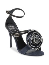 NIB 100% AUTH Roger Vivier Denim and Leather Rose&quot;N Roll Sandals $1050 S... - £310.06 GBP