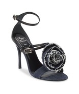 NIB 100% AUTH Roger Vivier Denim and Leather Rose&quot;N Roll Sandals $1050 S... - £300.37 GBP