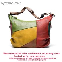 Genuine Leather Women Hobos Bag Handwork Vintage style Patchwork Real Leather Sh - £90.68 GBP