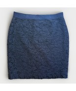 Ann Taylor Lace Pencil Skirt Size 14 Navy Blue Lined Back Zipper Womens - $33.66