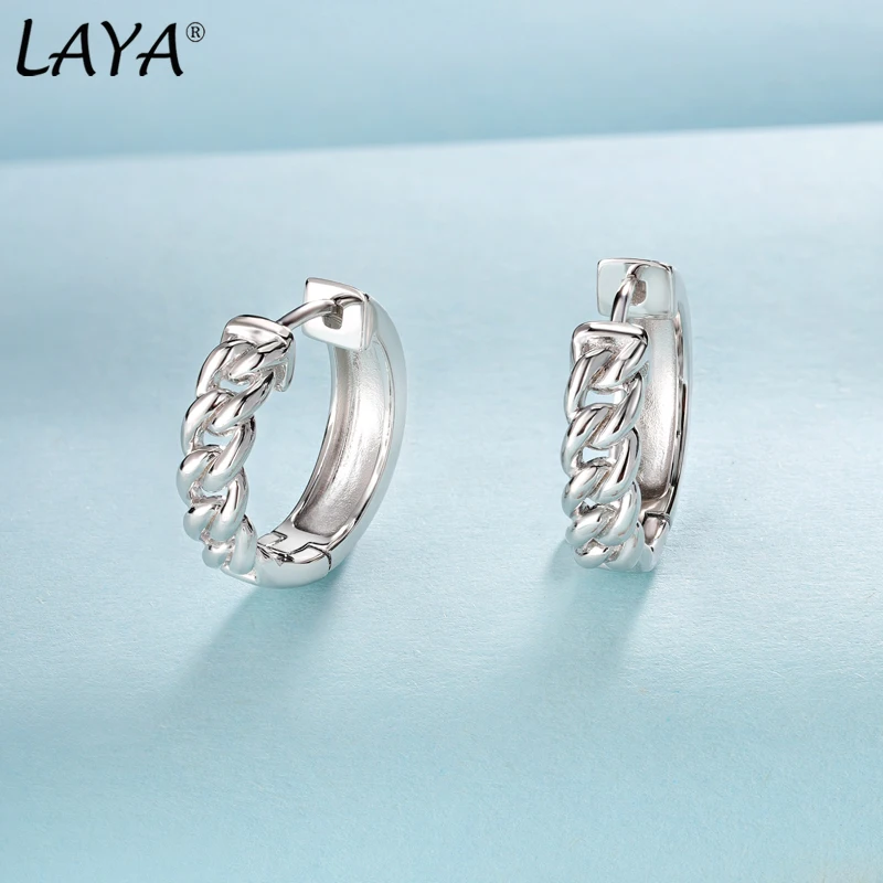 925 Sterling Sliver Individual Design Retro Fashion Chain Hoop Earrings For Wome - £39.16 GBP