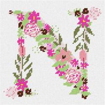Pepita Needlepoint kit: The Letter N Flowering, 7&quot; x 7&quot; - $50.00+