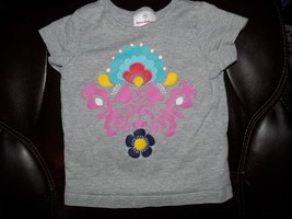 Hanna Andersson Gray W/Design Ss Shirt Size 90 Girl&#39;s Euc - £14.78 GBP