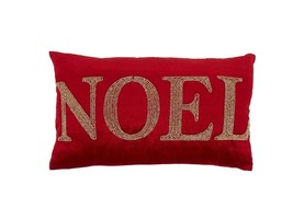 Saro Lifestyle Beaded Pillow 12 x 20&quot; with Noel  Design C210629 - £25.43 GBP