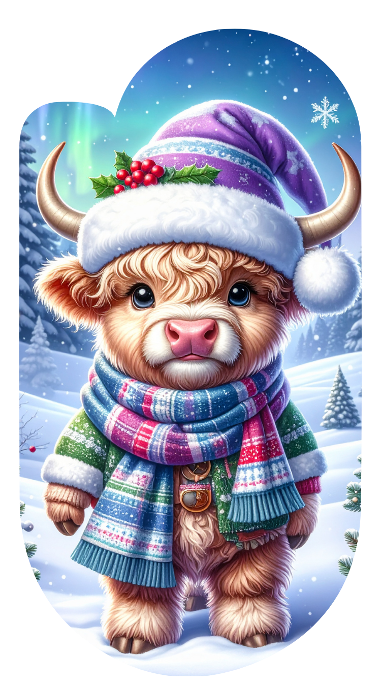 Winter Christmas Cow Paperclip Design Clipart 120PNG Digital Download Bundle  Item image 8