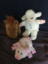 Lot of RBI Plush Brown Horse Dream Pink Pig &amp; White Curly Haired Lamb Sh... - £13.31 GBP